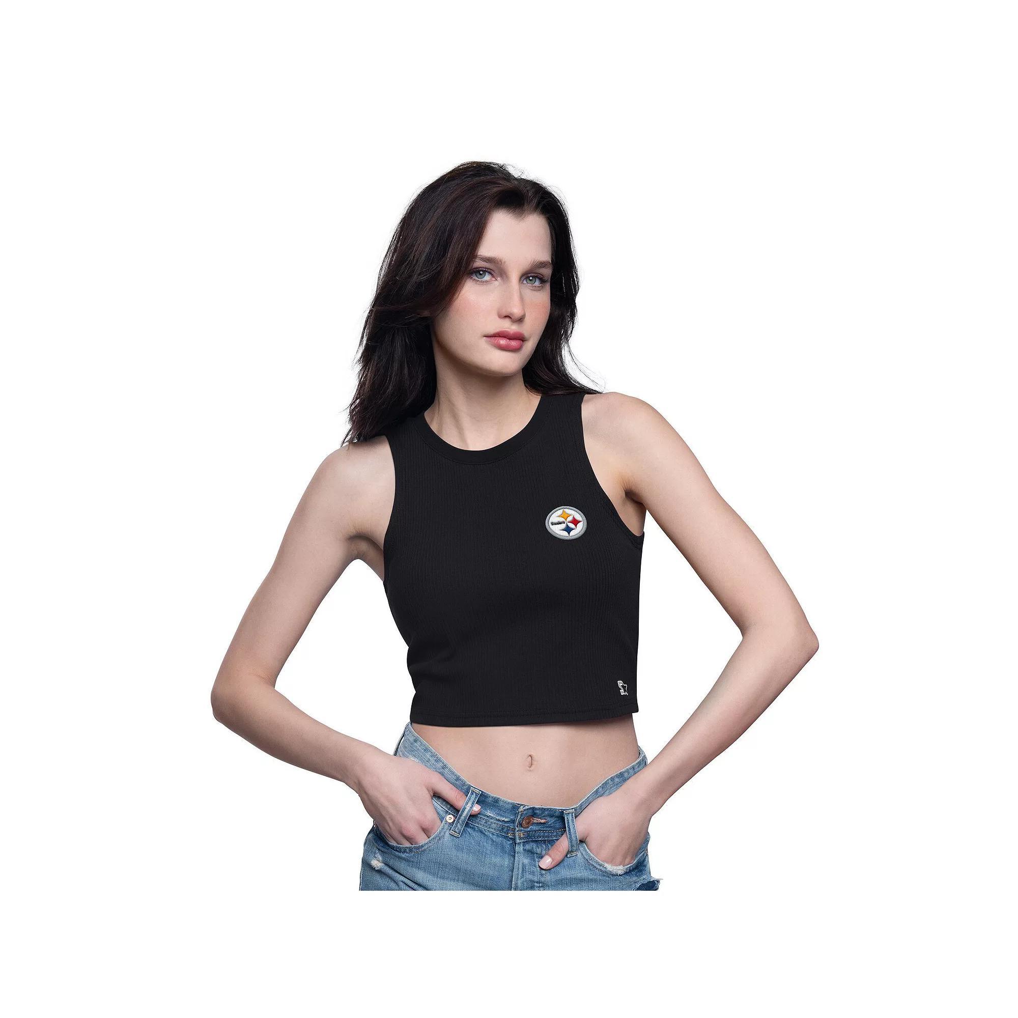 Women's Starter  Black Las Vegas Raiders Show Up Cropped Tank Top, Size: Small, Lvr Black Product Image