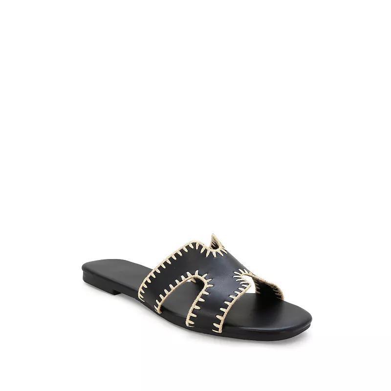 Yoki Essie-29 Women's Open Toe H-Band Stitch Sandals, Size: 7 Medium, Black Product Image