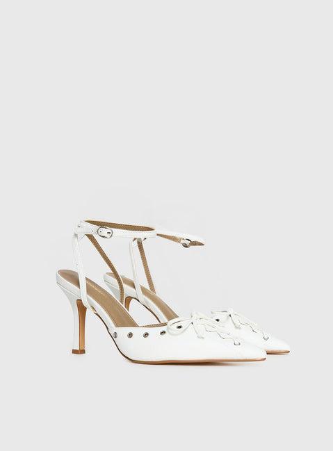 Nilah Pointed Toe Heels White Product Image