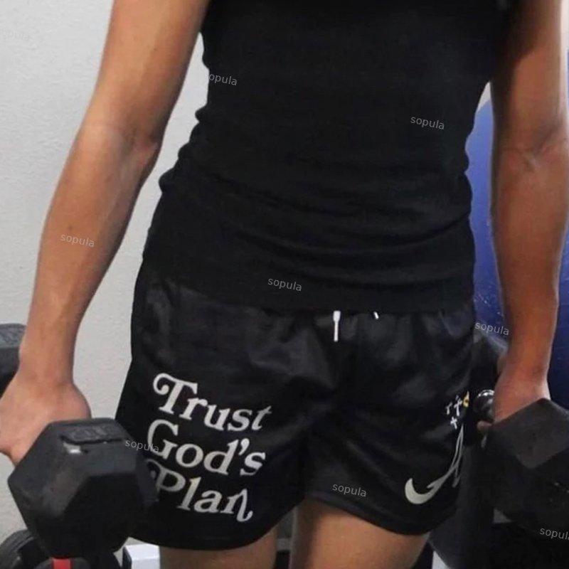 Trust God's Plan Graphic Print Mesh Shorts Product Image