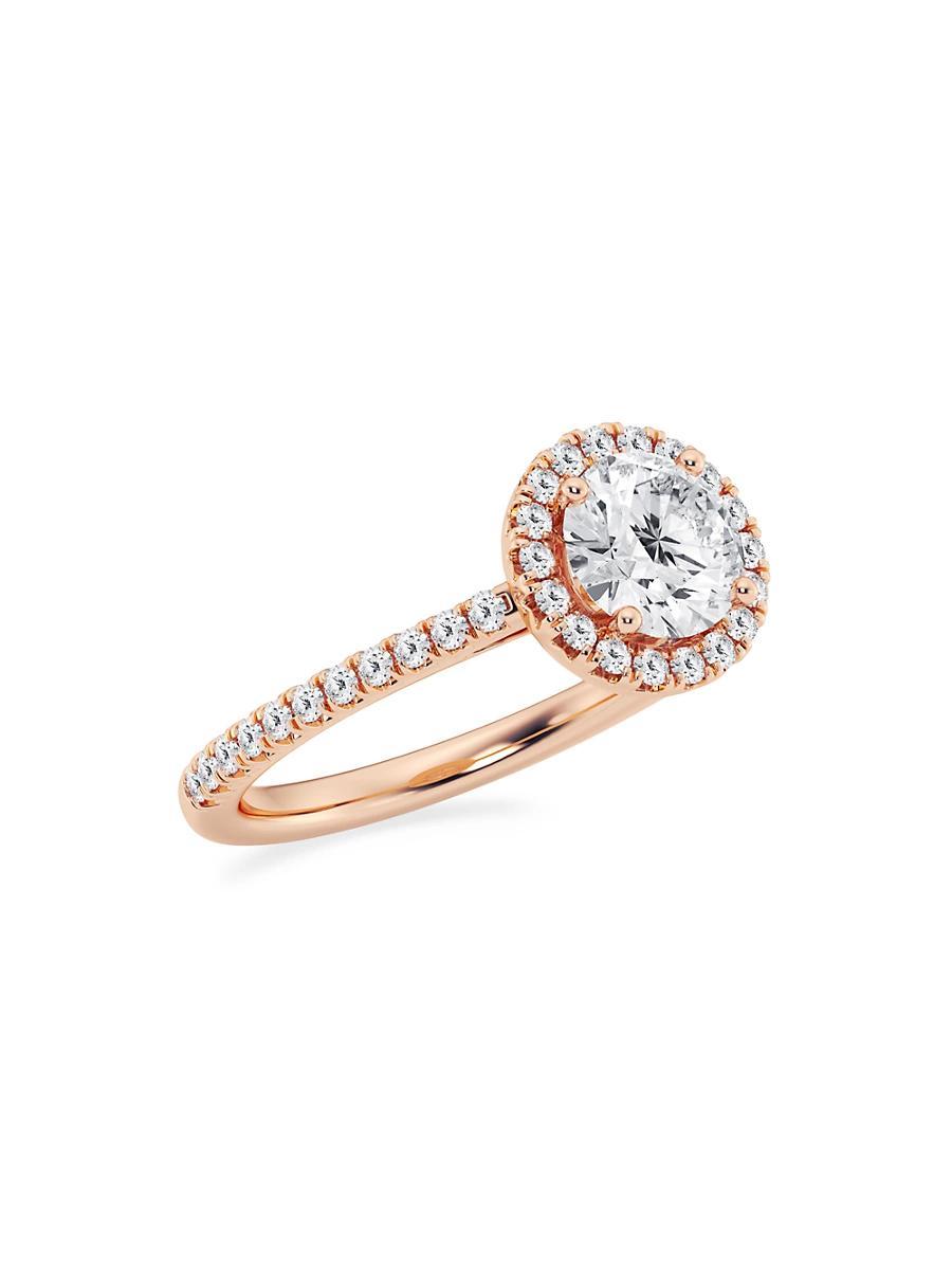 Womens 14K Gold & 1.30 TCW Natural Diamond Halo Ring Product Image