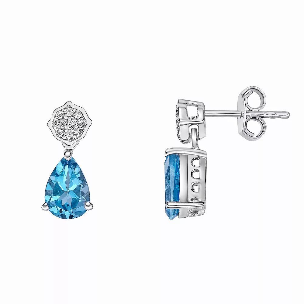Gemminded Sterling Silver Blue Topaz & White Topaz Earrings, Women's Product Image