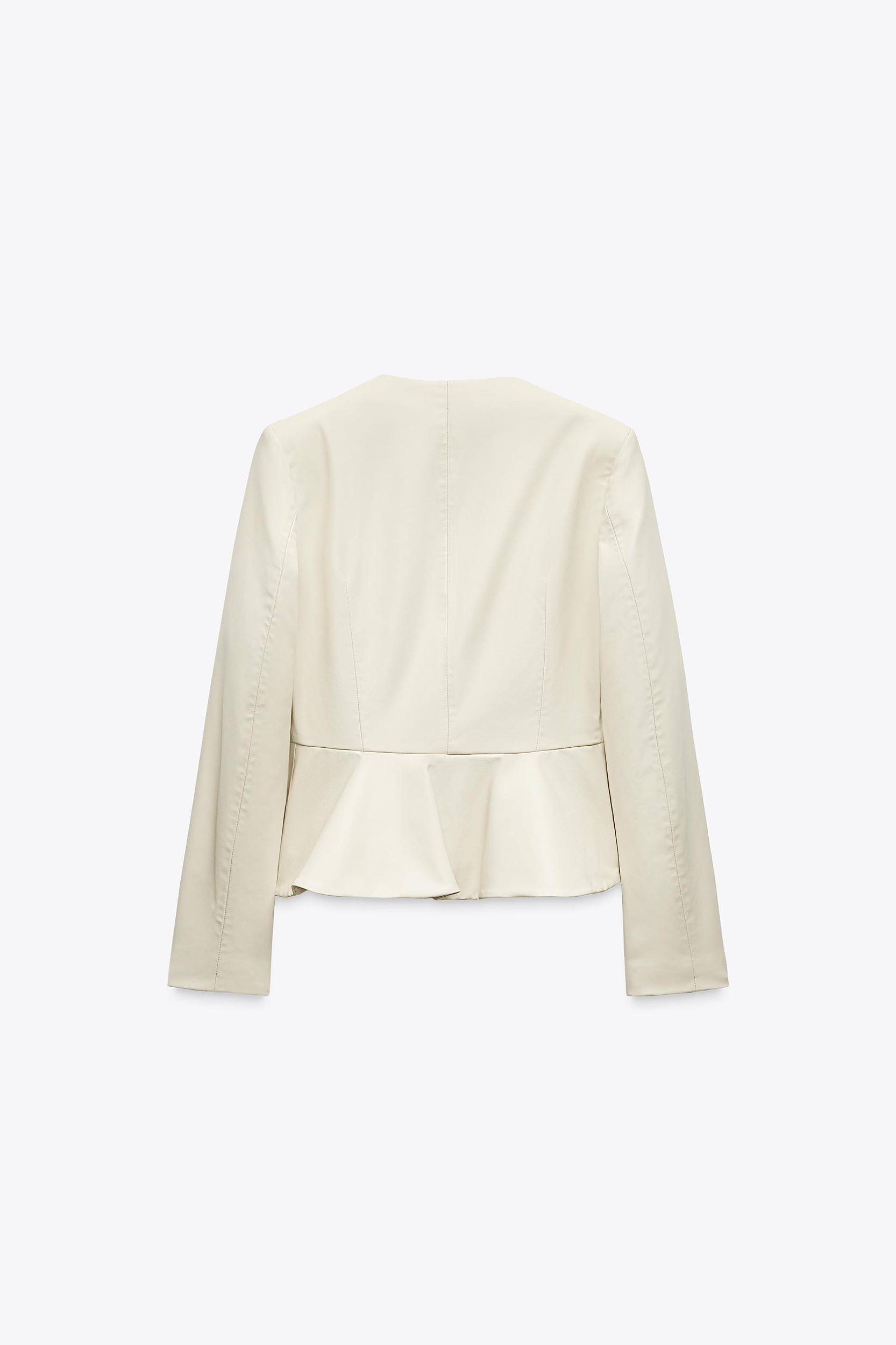 FAUX LEATHER PEPLUM BLAZER Product Image
