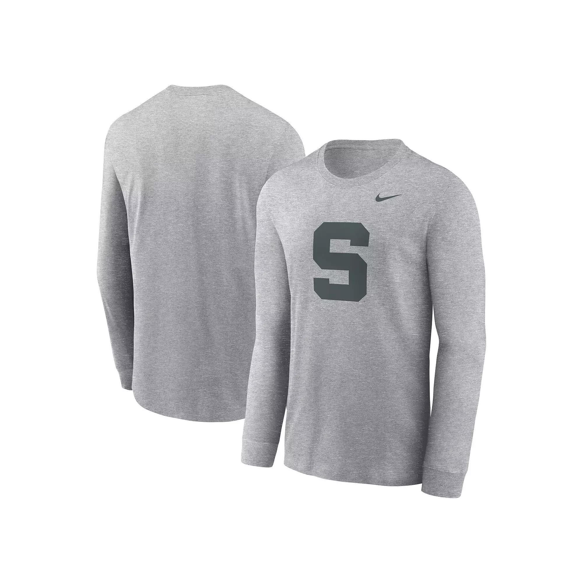 Men's Nike Heather Gray Michigan State Spartans Alternate Logo Long Sleeve T-Shirt, Size: 2XL, Grey Product Image