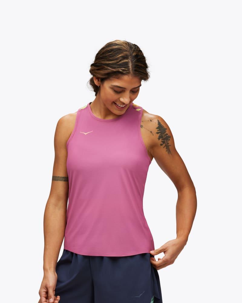 HOKA Women's Airolite Run Tank Top in Black, Size XXL Product Image