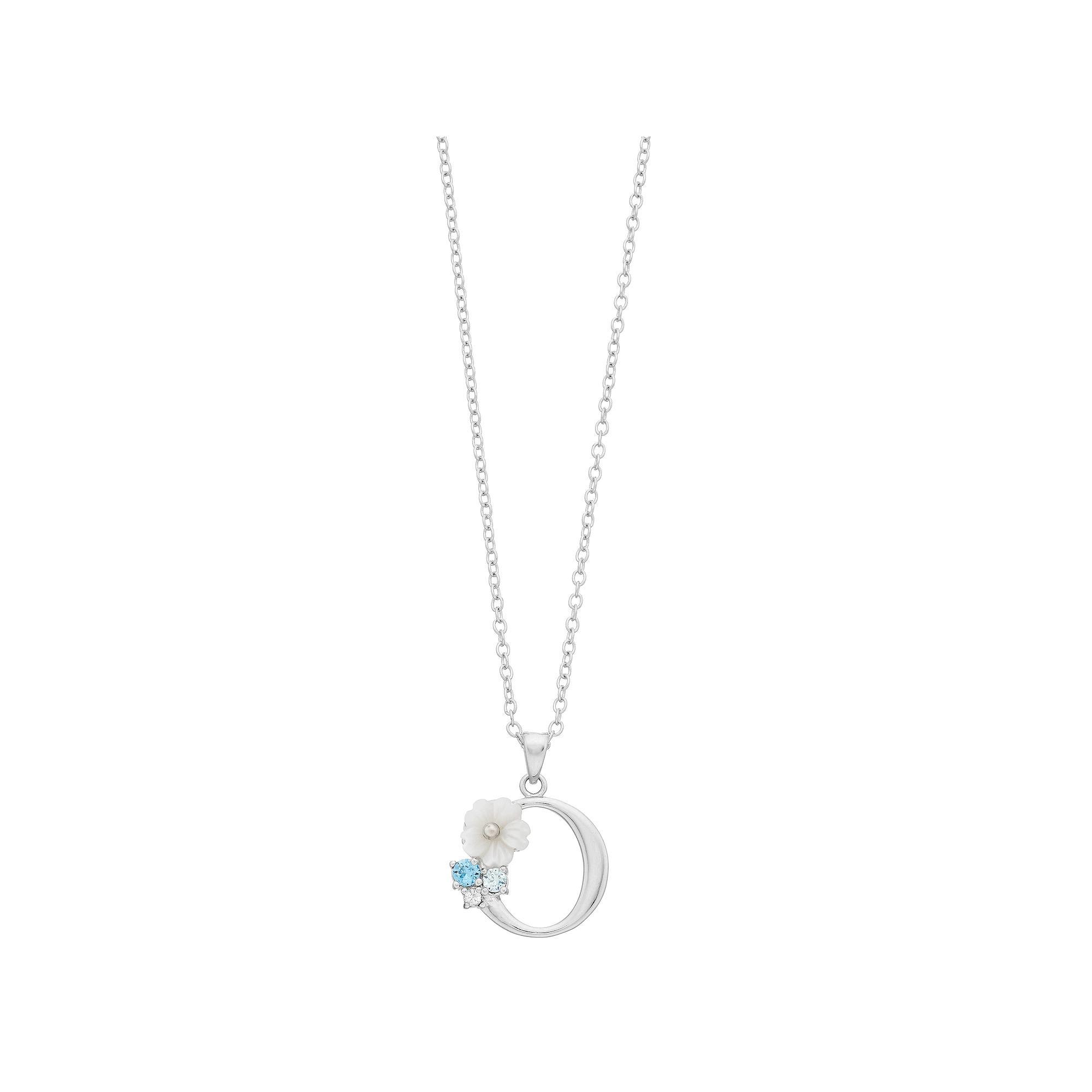 Brilliance Mother-of-Pearl Flower Initial Pendant Necklace, Womens Product Image