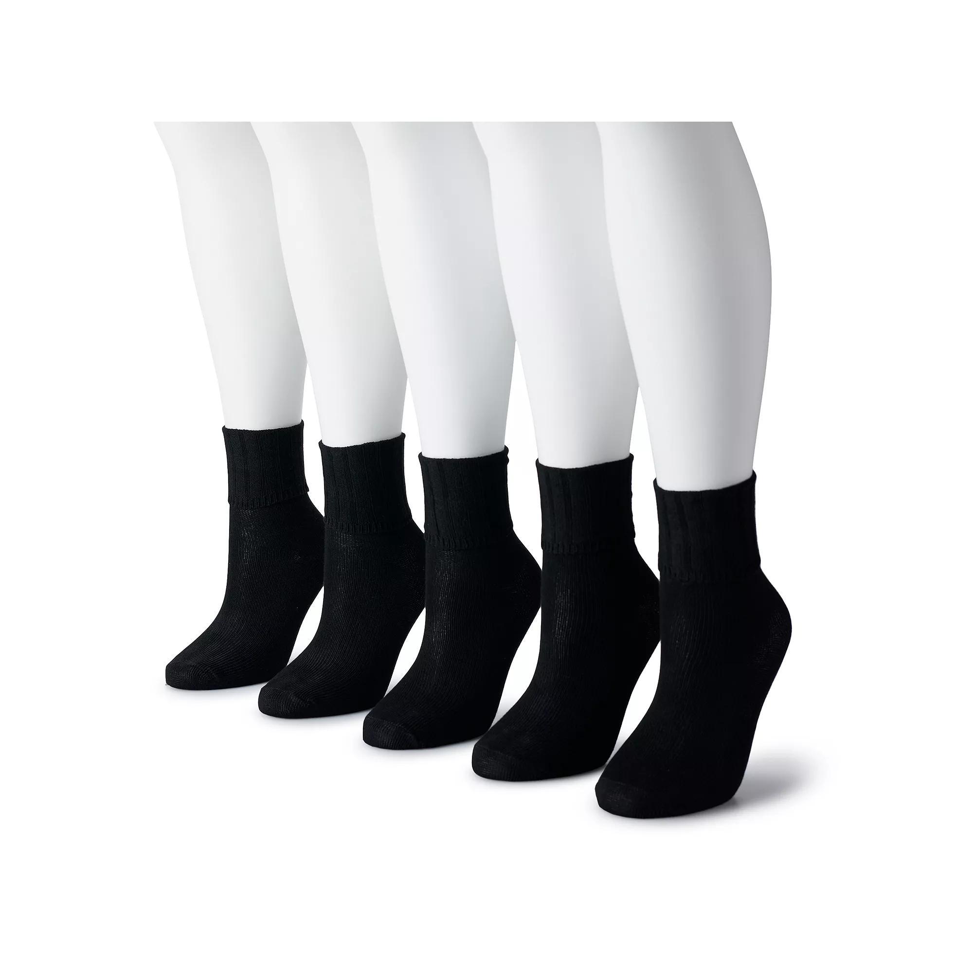 Womens Sonoma Goods For Life 5-Pack Neutral Color Cuffed Crew Socks Product Image