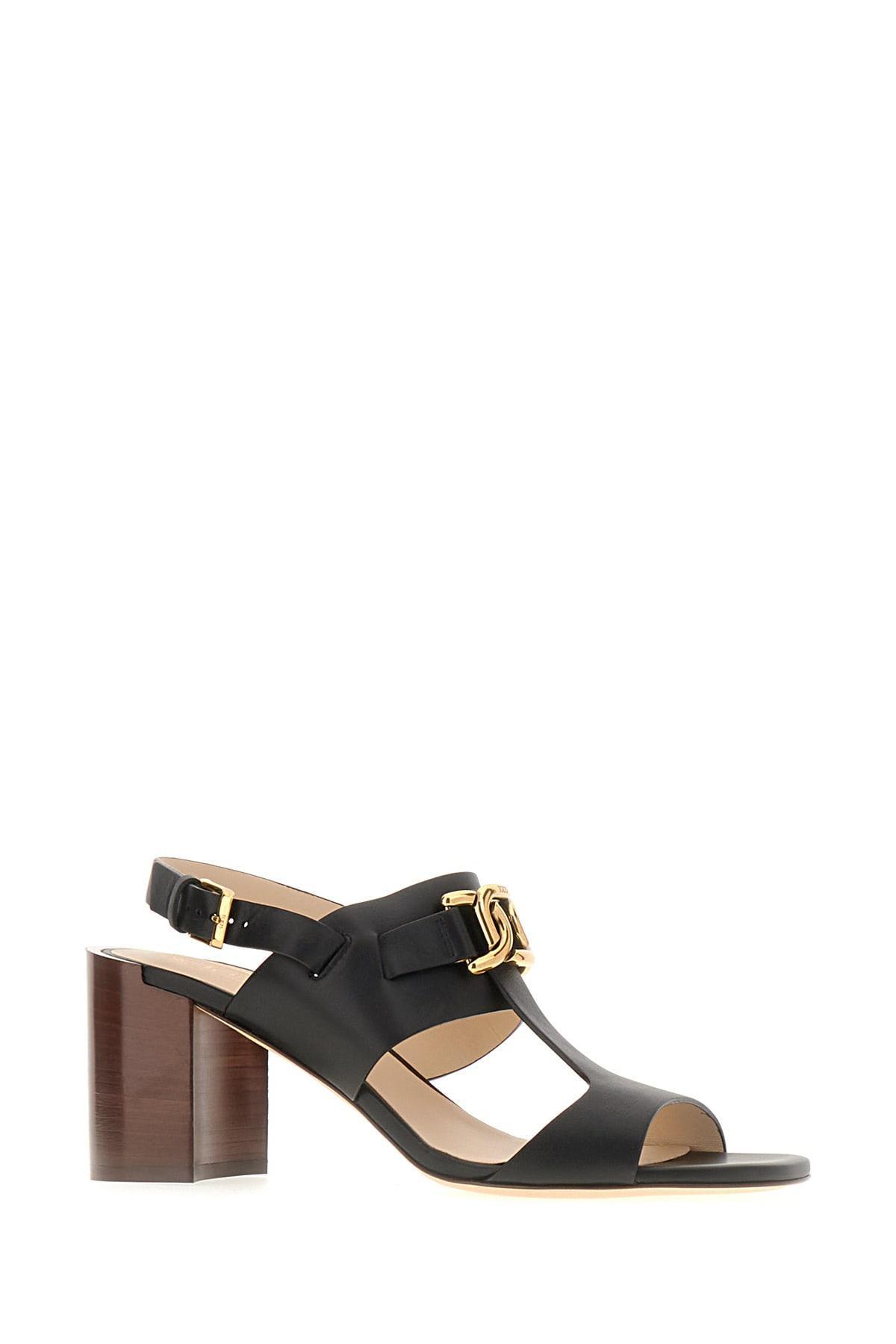 TOD'S Black Leather Kate Sandals Product Image