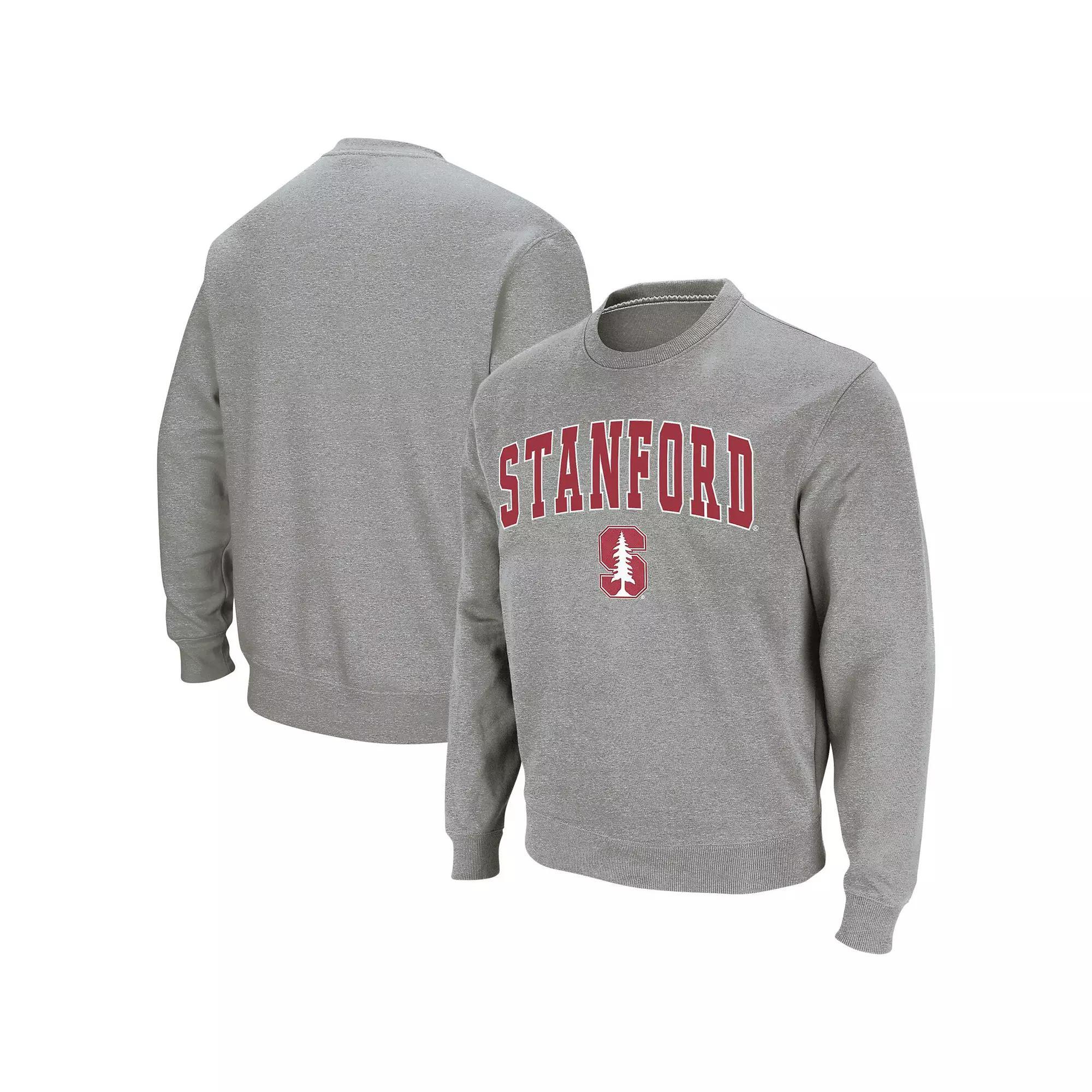 Men's Colosseum Heather Gray Stanford Cardinal Arch & Logo Crew Neck Sweatshirt, Size: XL, Grey Product Image
