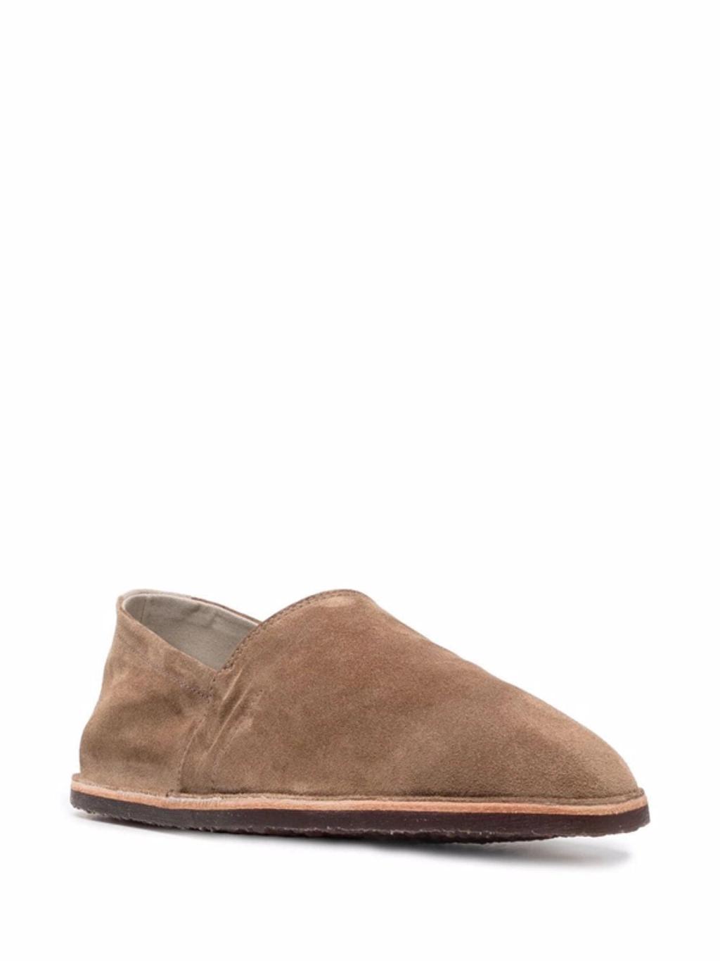 BRUNELLO CUCINELLI Almond-toe Suede Loafers In Brown Product Image