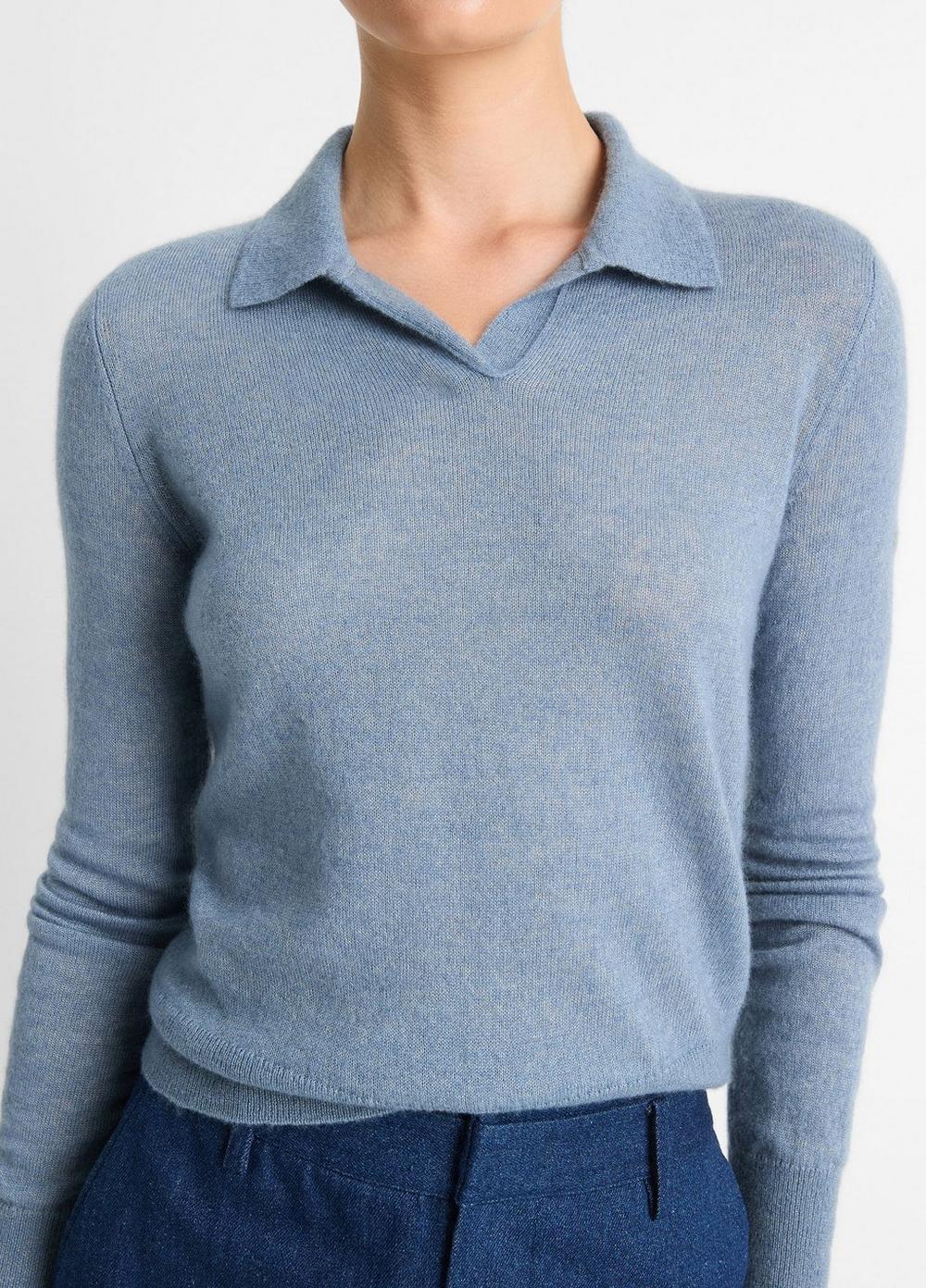 Womens Wool-Blend Polo Sweater, Iris Water, Size XL Vince Product Image