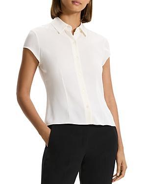 Cap-Sleeve Modern Silk Georgette Blouse Product Image