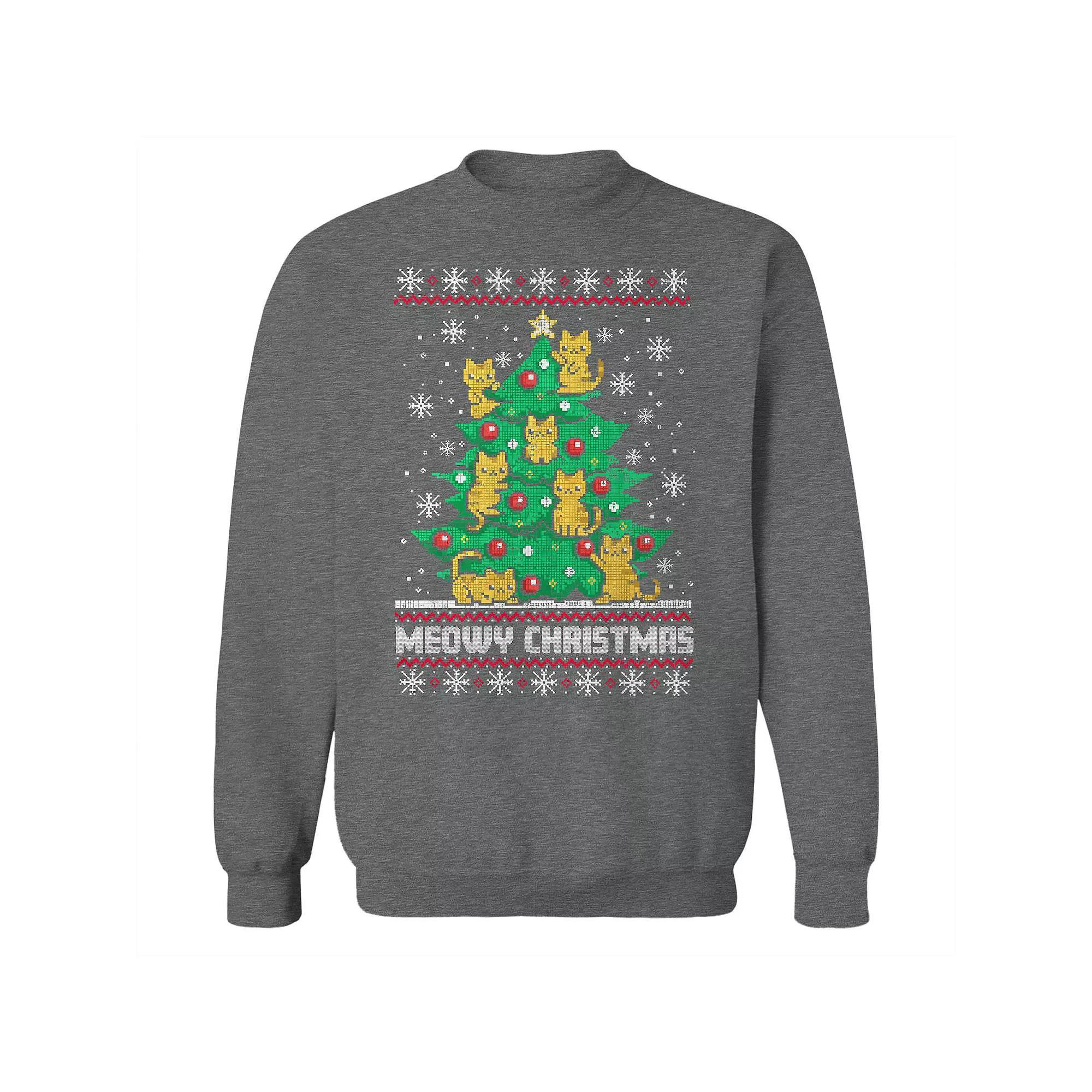 Men's Eat and Run Christmas Sweater Graphic Sweatshirt, Size: Large, Grey Heather Product Image