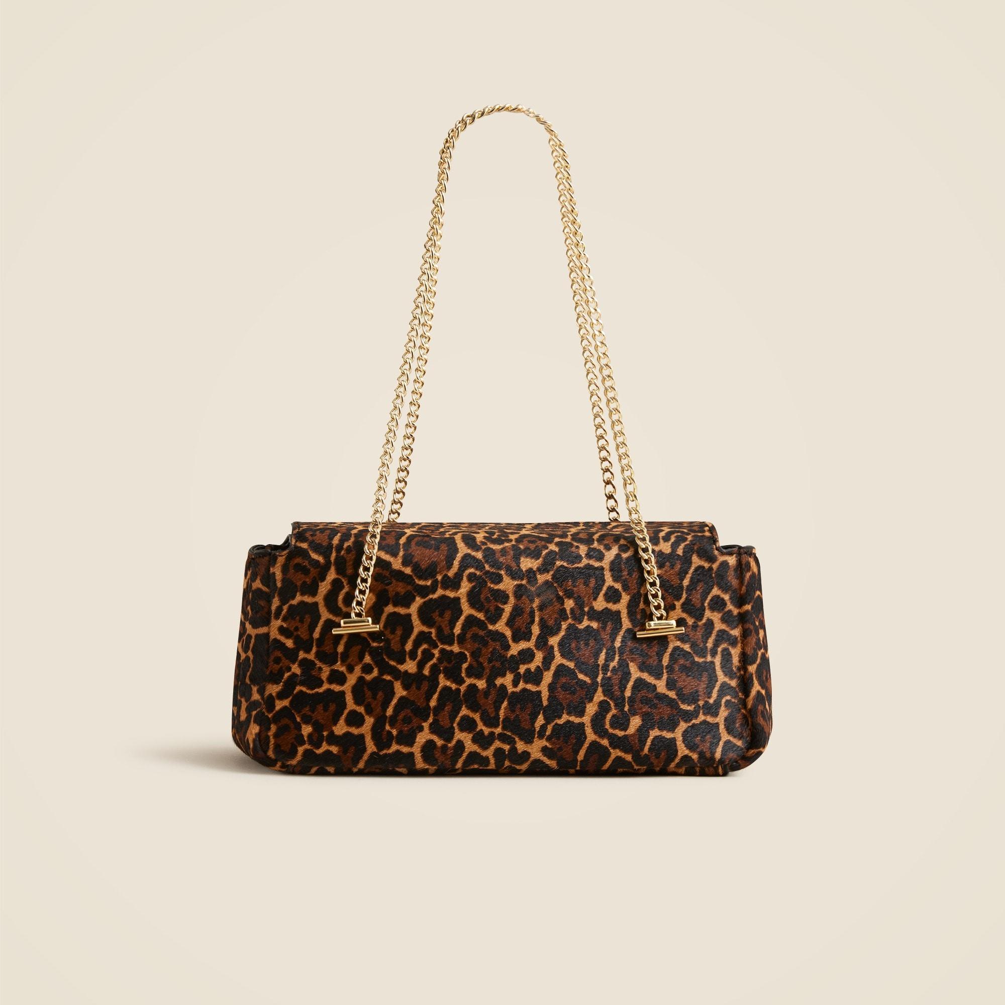 Chain-strap bag in leopard-print calf hair Product Image
