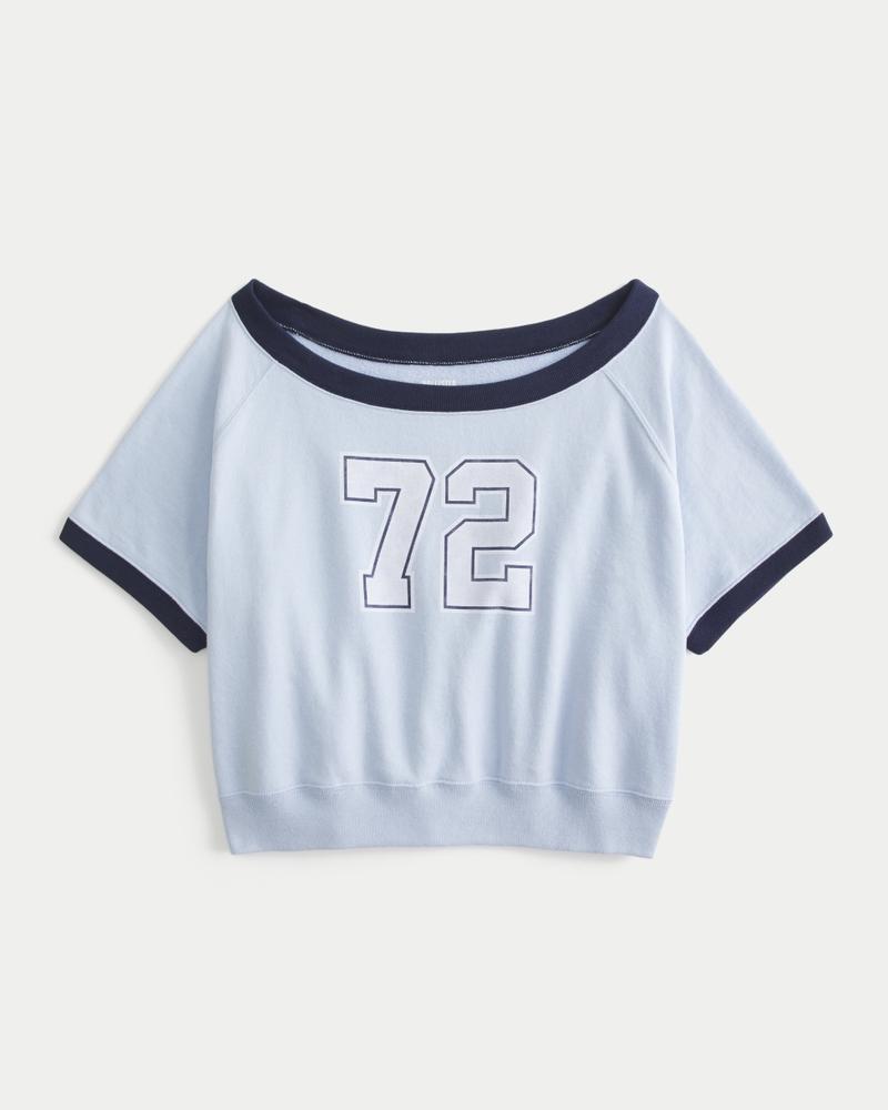 Easy Short-Sleeve Terry Fleece Graphic Sweatshirt Product Image