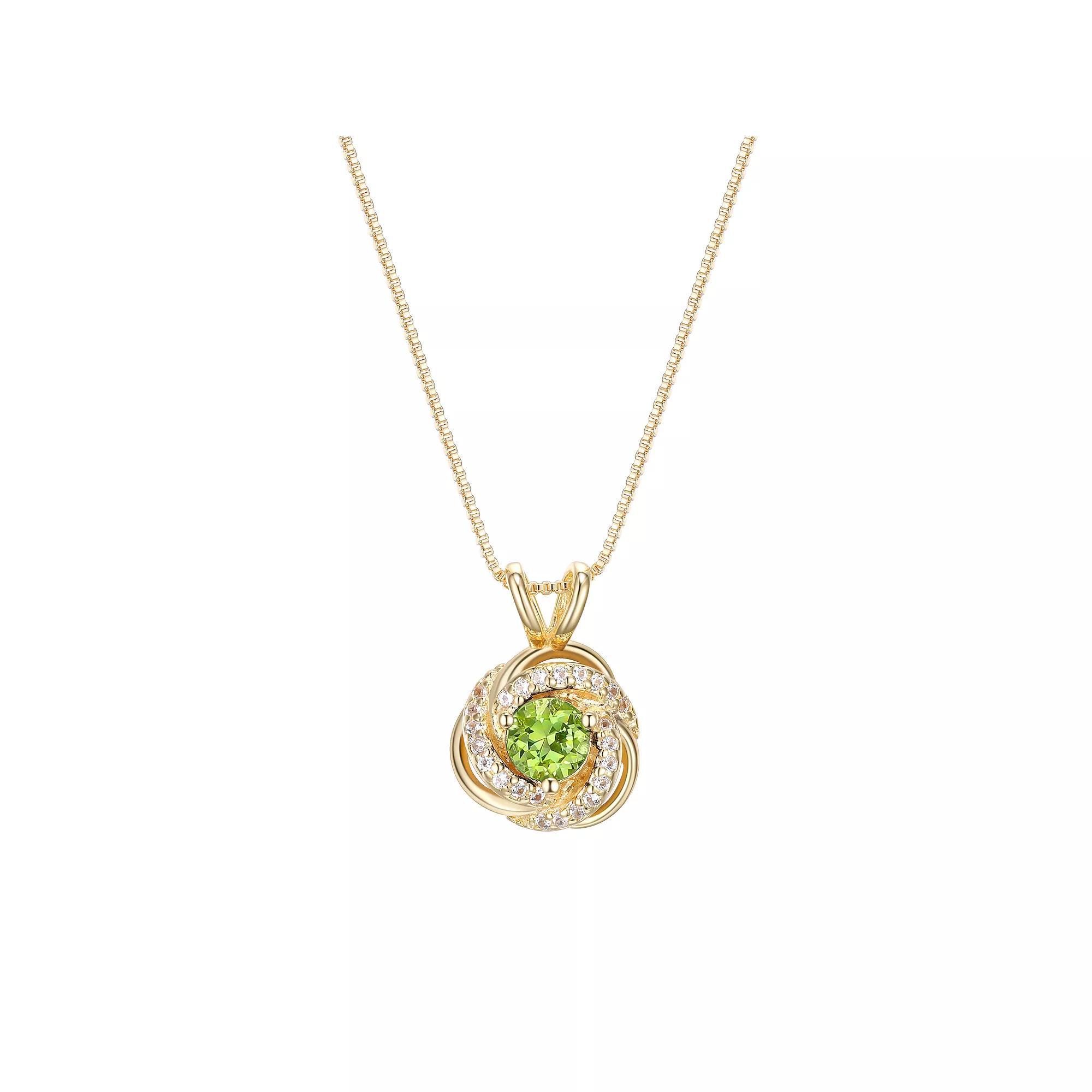Tokens of Love Sterling Silver Lab-Created Blue Sapphire Birthstone Love Knot Pendant Necklace, Women's, Size: 18", 18k Gold Plated Product Image