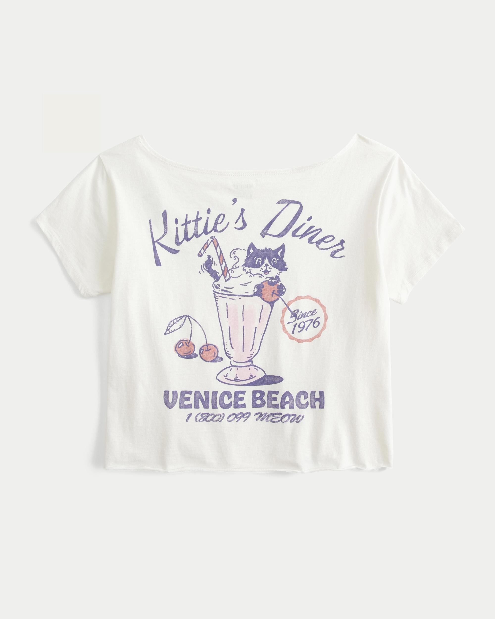 Easy Off-the-Shoulder Aloha Graphic Tee Product Image