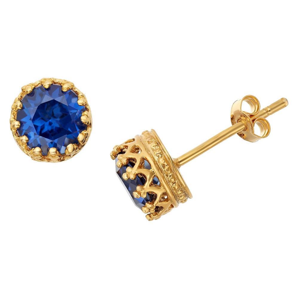 Designs by Gioelli 14k Gold Over Silver Lab-Created Sapphire Crown Stud Earrings, Women's, Blue Product Image