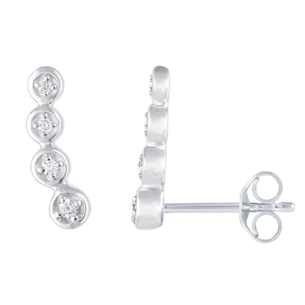 Sterling Silver 1/10 Carat T.W. Diamond Ear Climber Earrings, Women's Product Image
