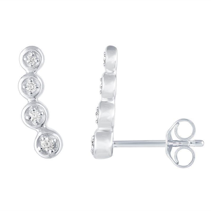 Sterling Silver 1/10 Carat T.W. Diamond Ear Climber Earrings, Women's Product Image