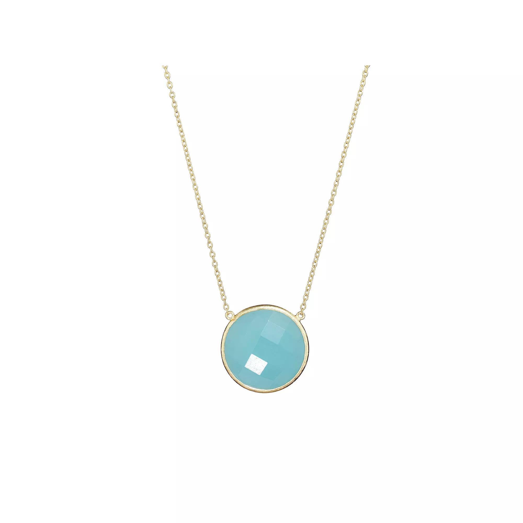 Athra NJ Inc 14k Gold Over Sterling Silver Round Stone Faceted Necklace, Women's, Size: 16-18" ADJ, Gold Tone Product Image