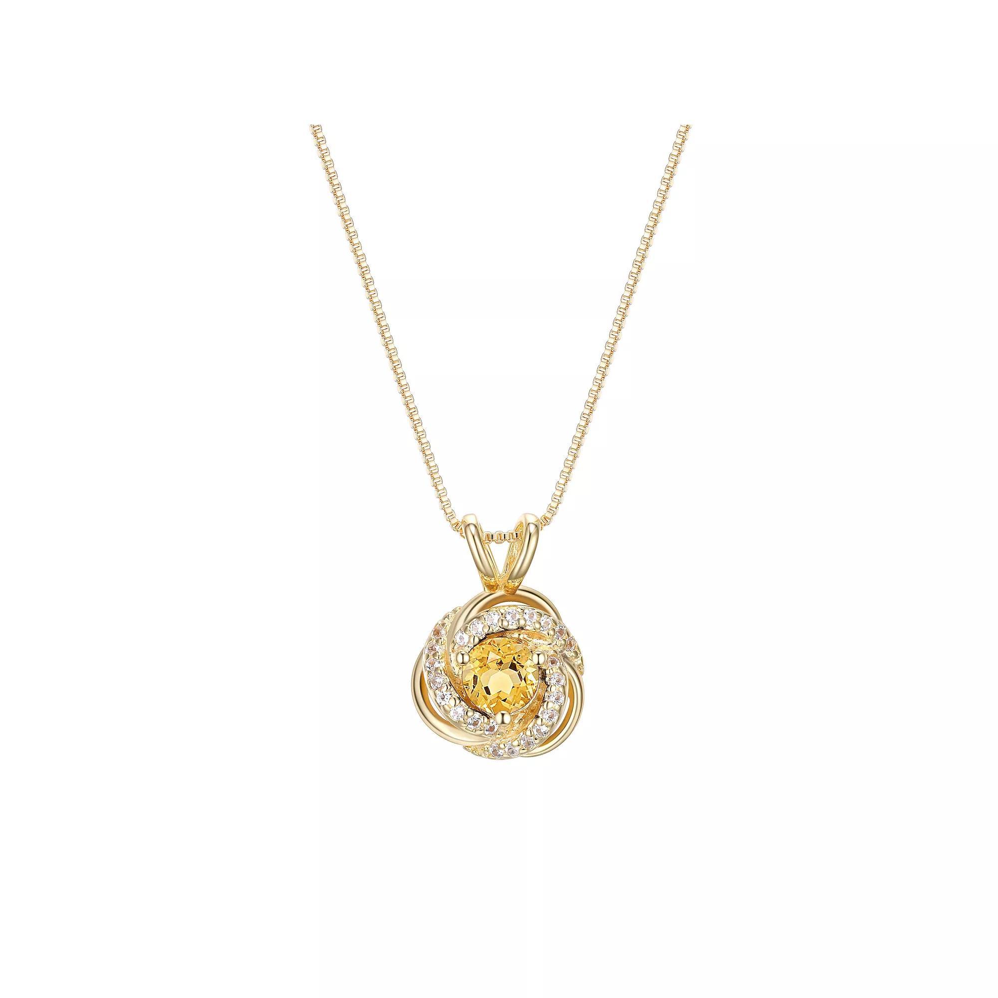 Tokens of Love Sterling Silver Citrine Birthstone Love Knot Pendant Necklace, Women's, Size: 18", 18k Gold Plated Product Image