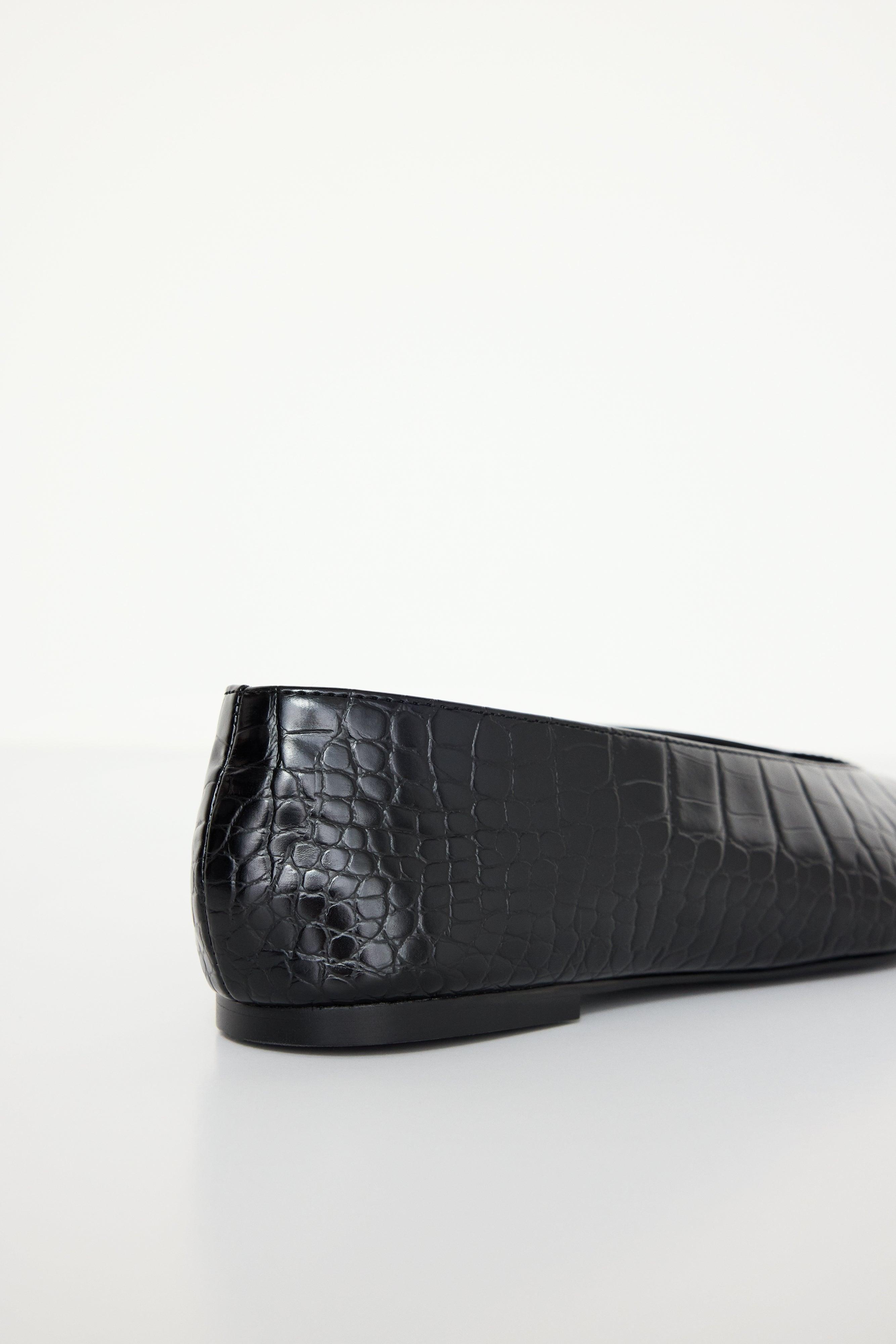 CROCODILE BALLET FLATS | BLACK001 Product Image