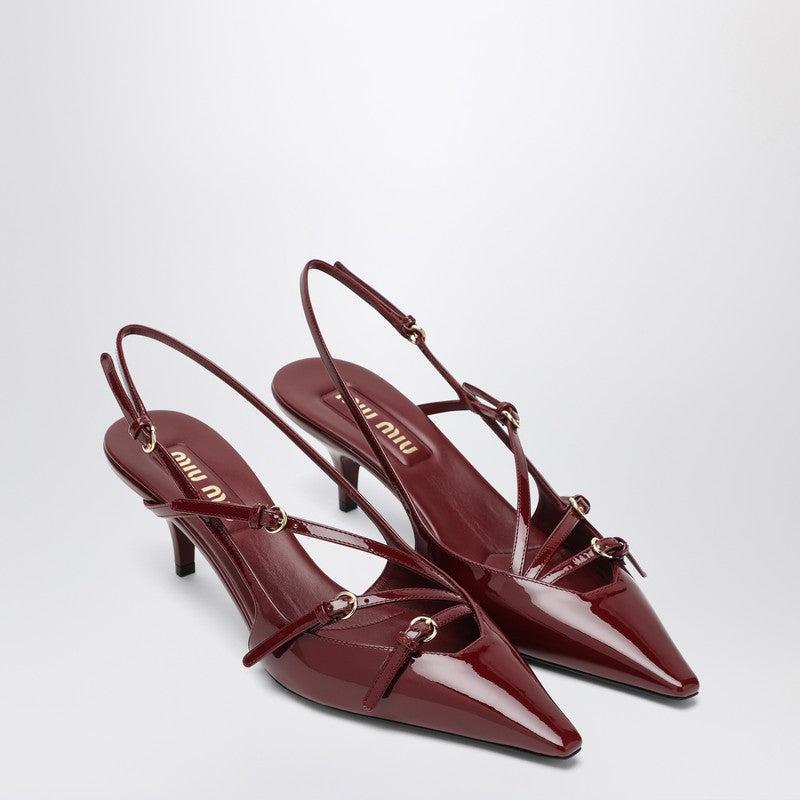 MIU MIU Slingback Deep Purple In Patent Leather With Buckles Women In Burgundy Product Image