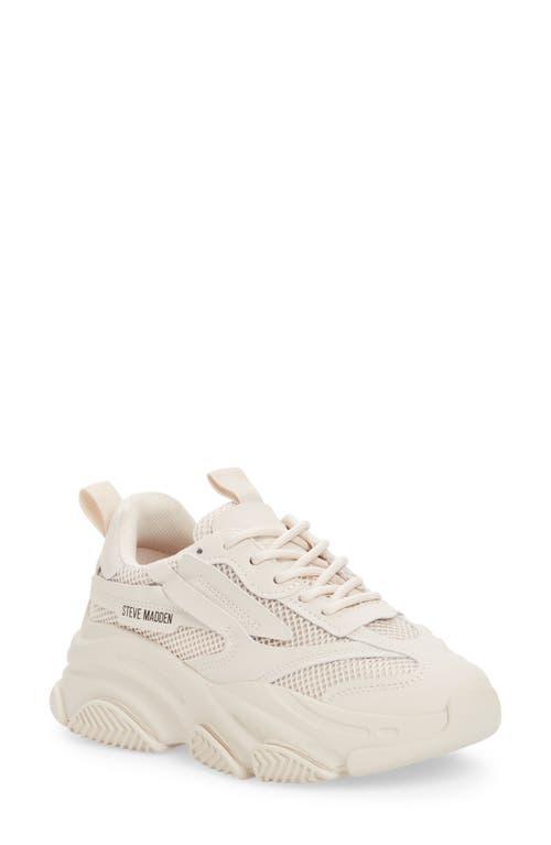 Steve Madden Womens Possession Chunky Lace-Up Sneakers - Black Product Image
