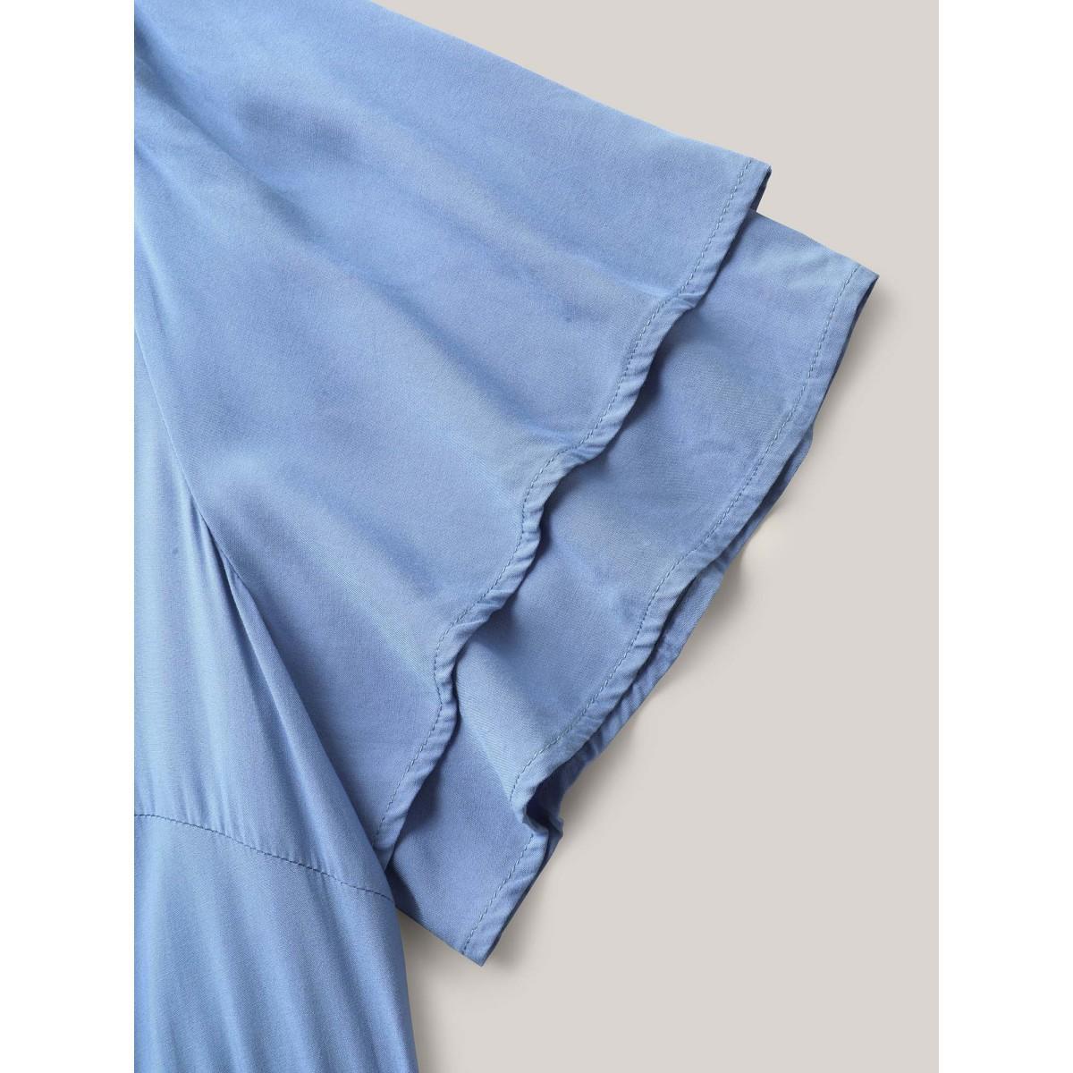 Plus Size Rayon Color Block Layered Sleeve Maxi Dress Stone Women V-neck Short sleeve Curvy BloomChic 26/4X Product Image