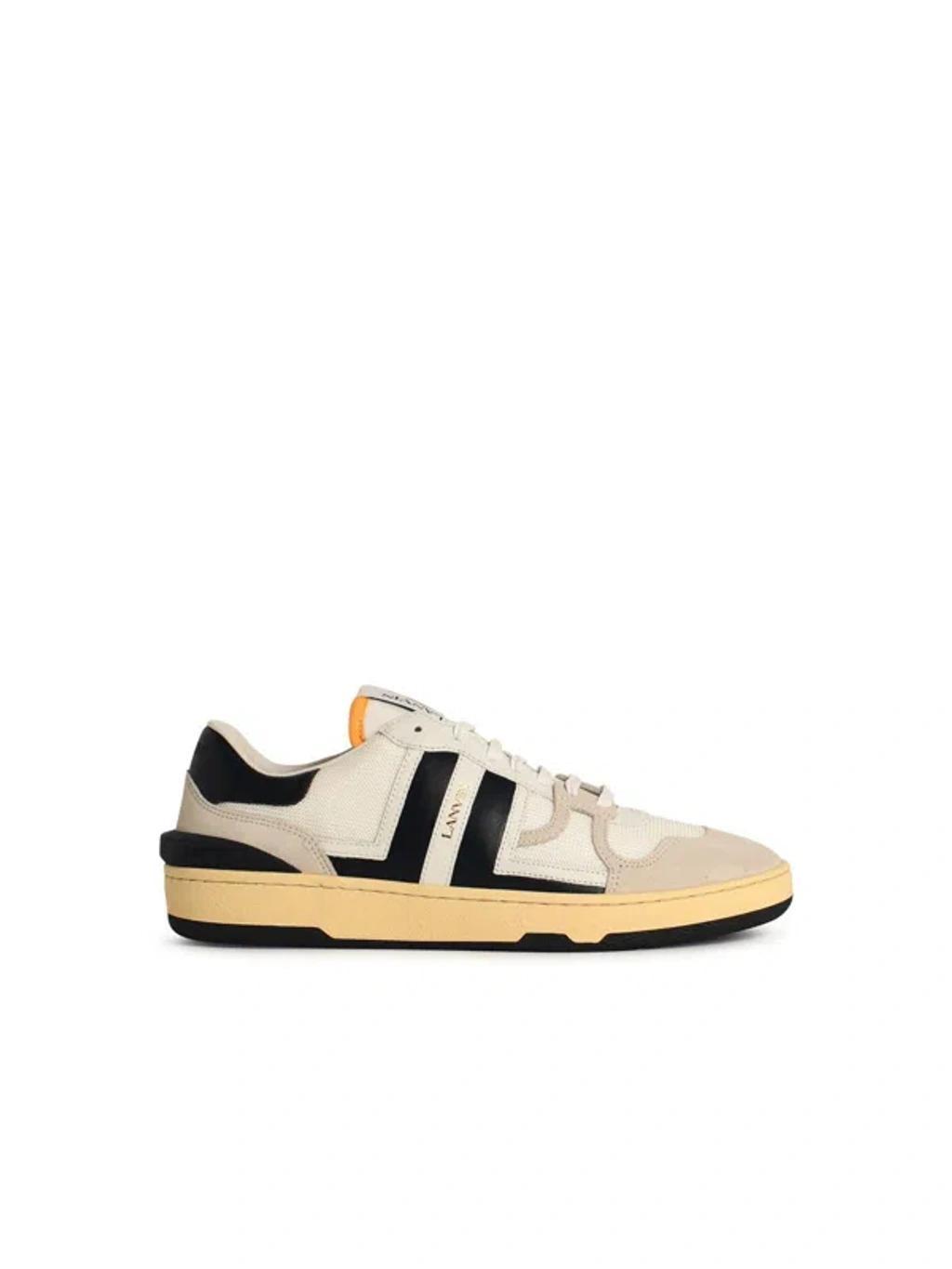 LANVIN Black And White Leather Clay Low Mesh Sneakers Product Image