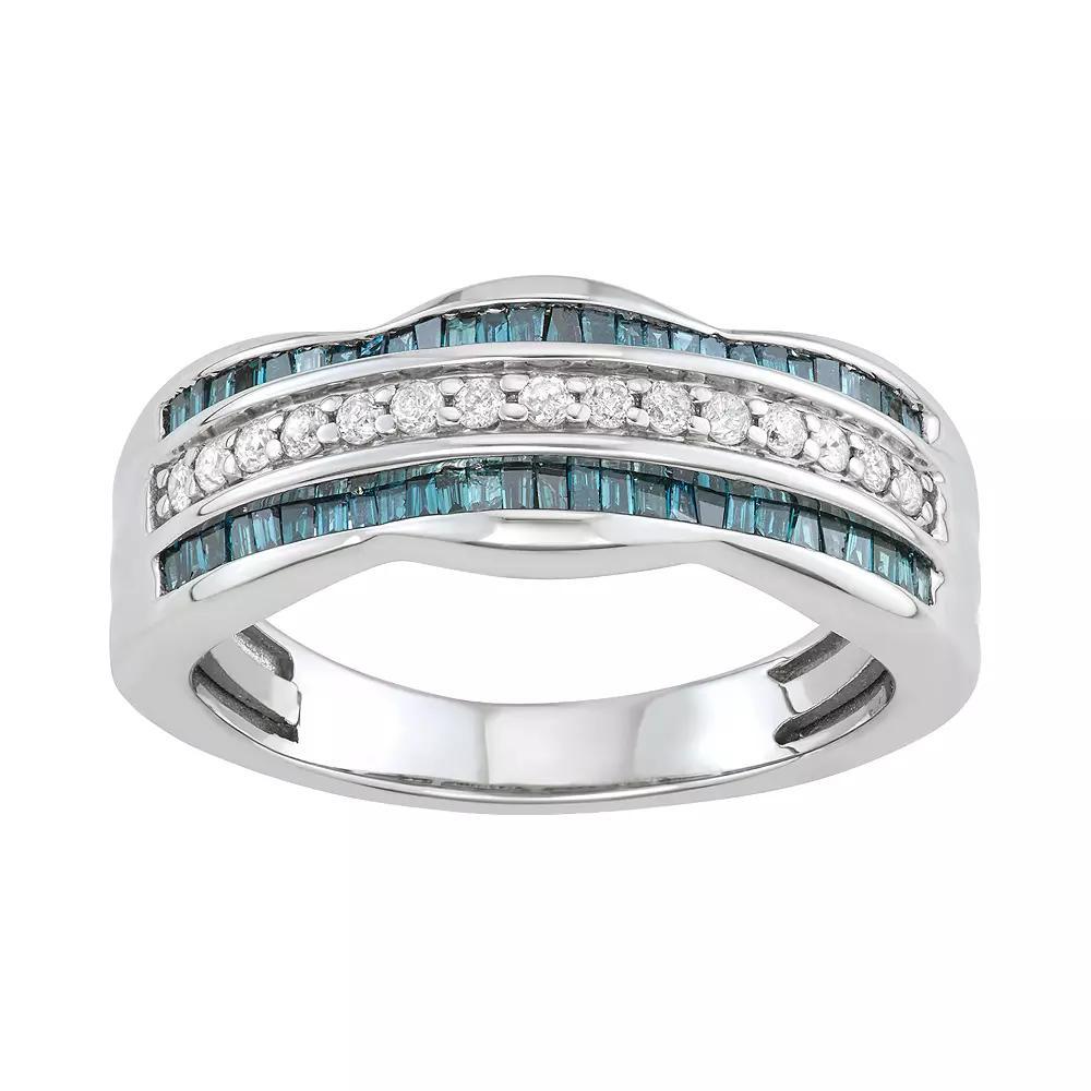 Jewelexcess 1/2 Carat Blue & White Diamond Sterling Silver Ring, Women's, Size: 6 Product Image