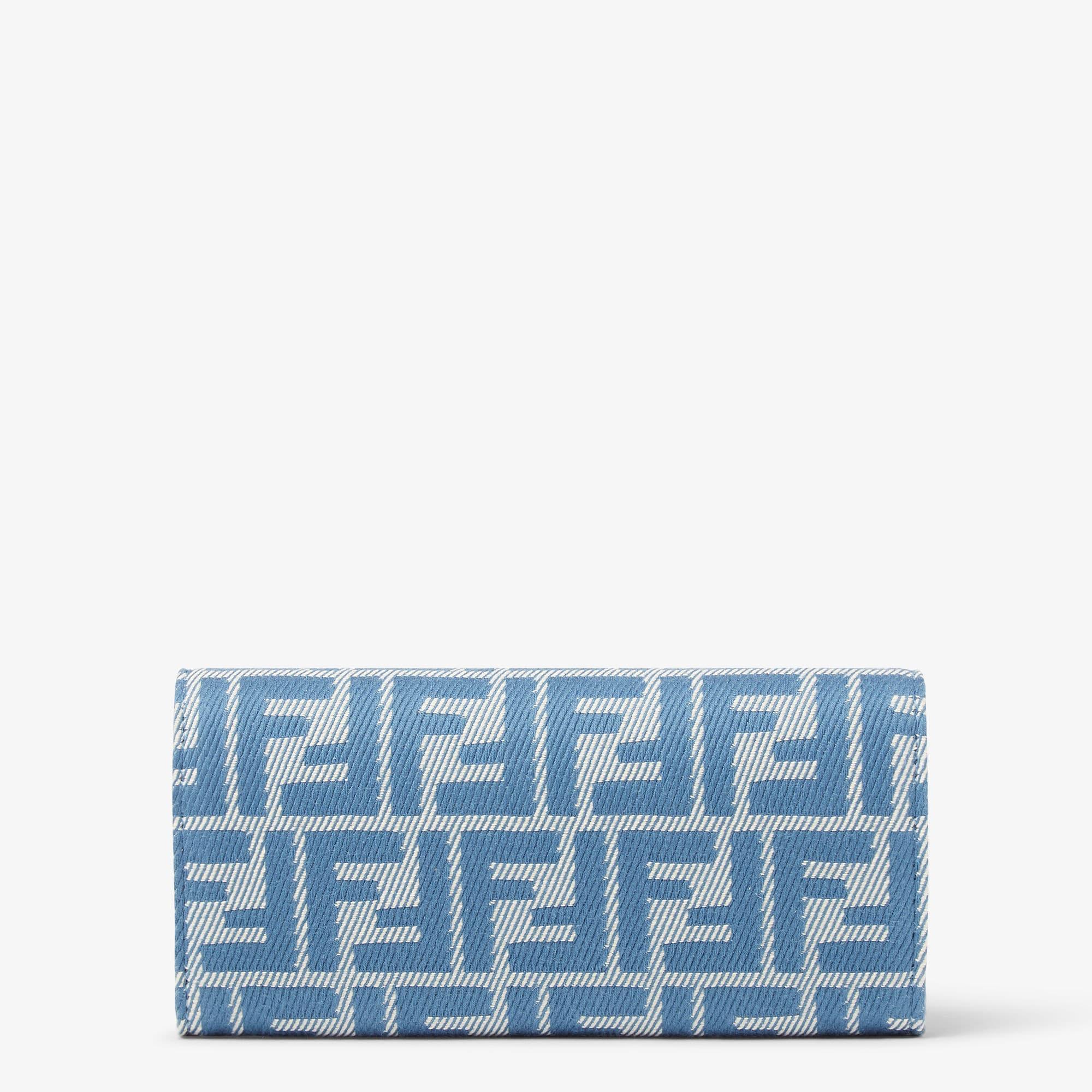 Baguette Continental Wallet With ChainBlue denim-effect FF jacquard wallet Product Image