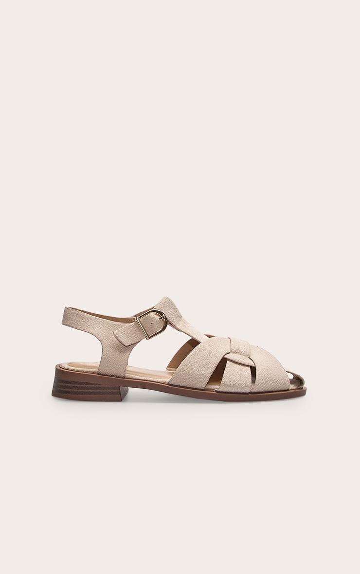 Beige Faux Suede Cage Sandals Product Image