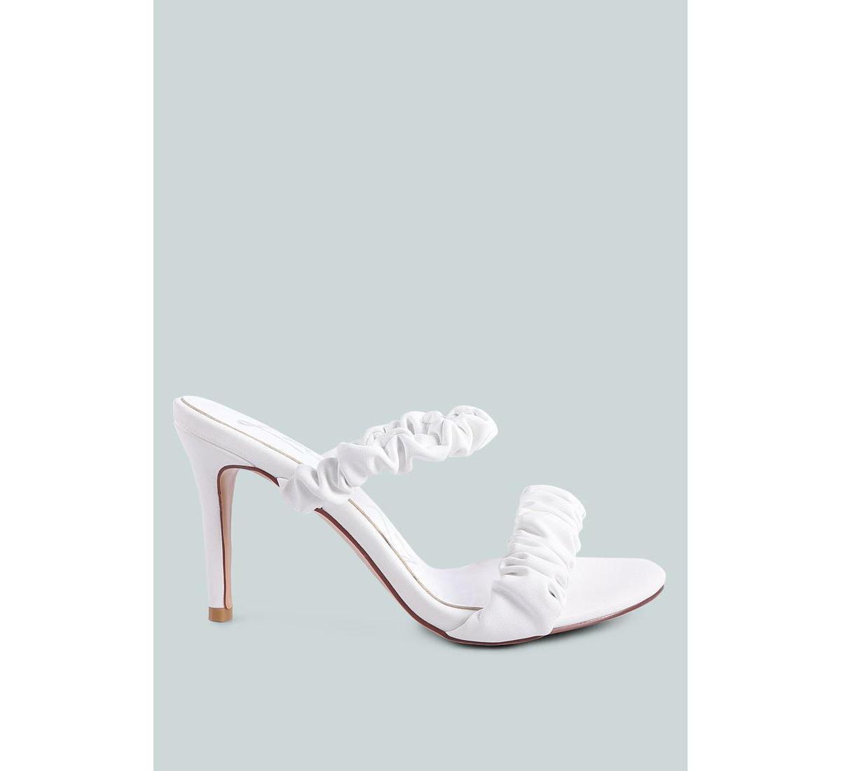 London Rag Gathered Around Slip-On Women's Heeled Sandals, Size: 6, White Product Image