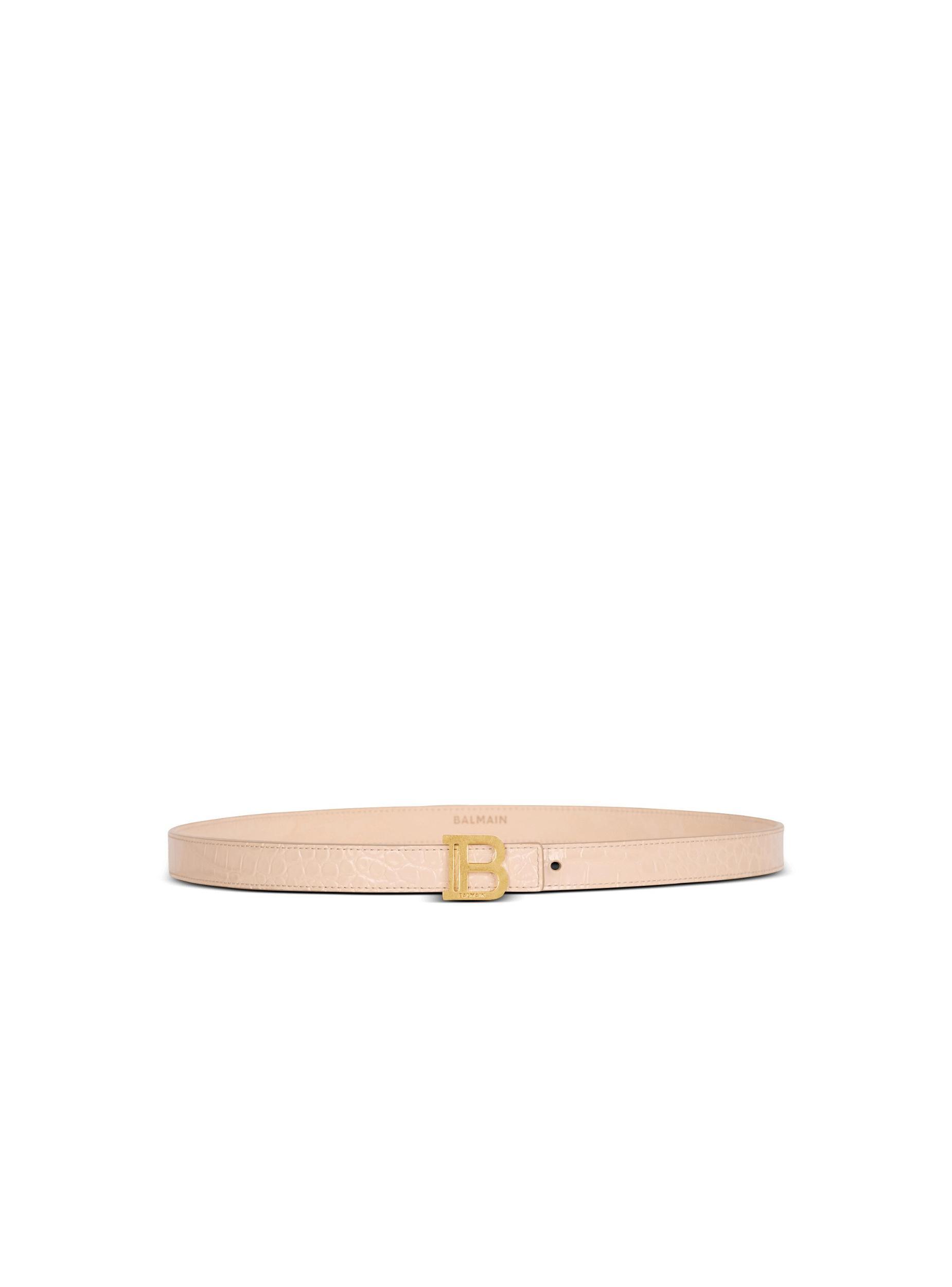 Thin B-Belt in crocodile-embossed calfskin Product Image