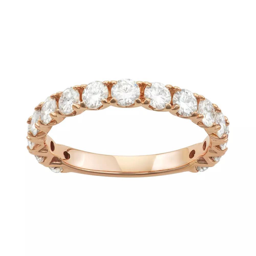 Charles & Colvard 14k Gold 1 1/2 Carat T.W. Lab-Created Moissanite Wedding Band, Women's, Size: 8, Pink Product Image