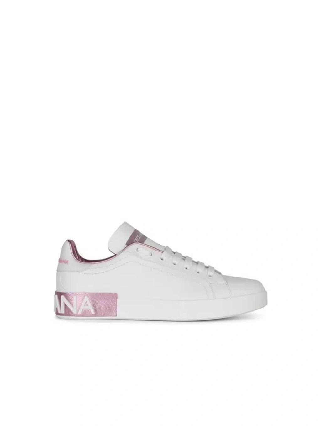 DOLCE & GABBANA Portofino Low-top Sneakers In Bianco Rosa Product Image