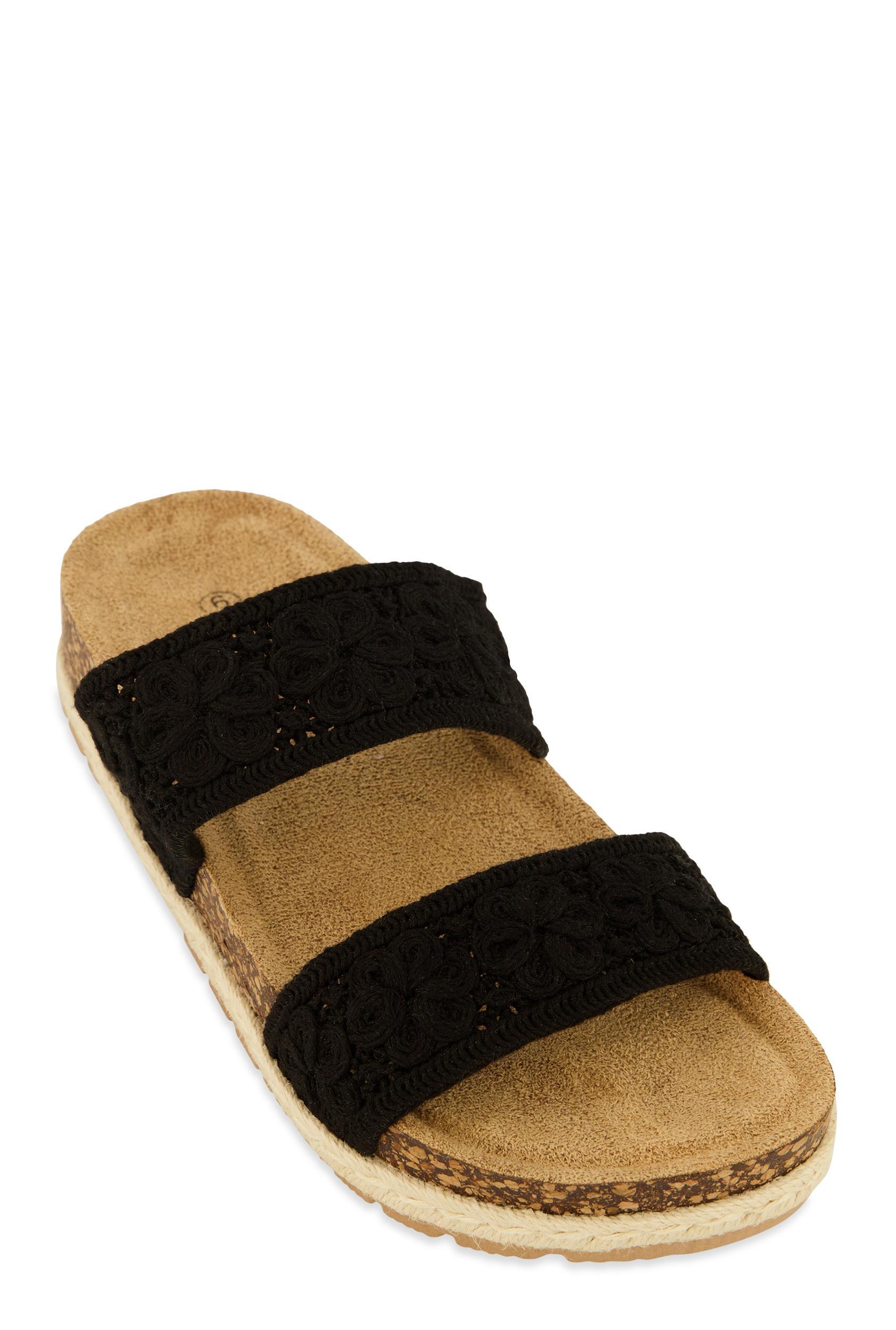 Womens Double Crochet Band Slide Sandals Product Image