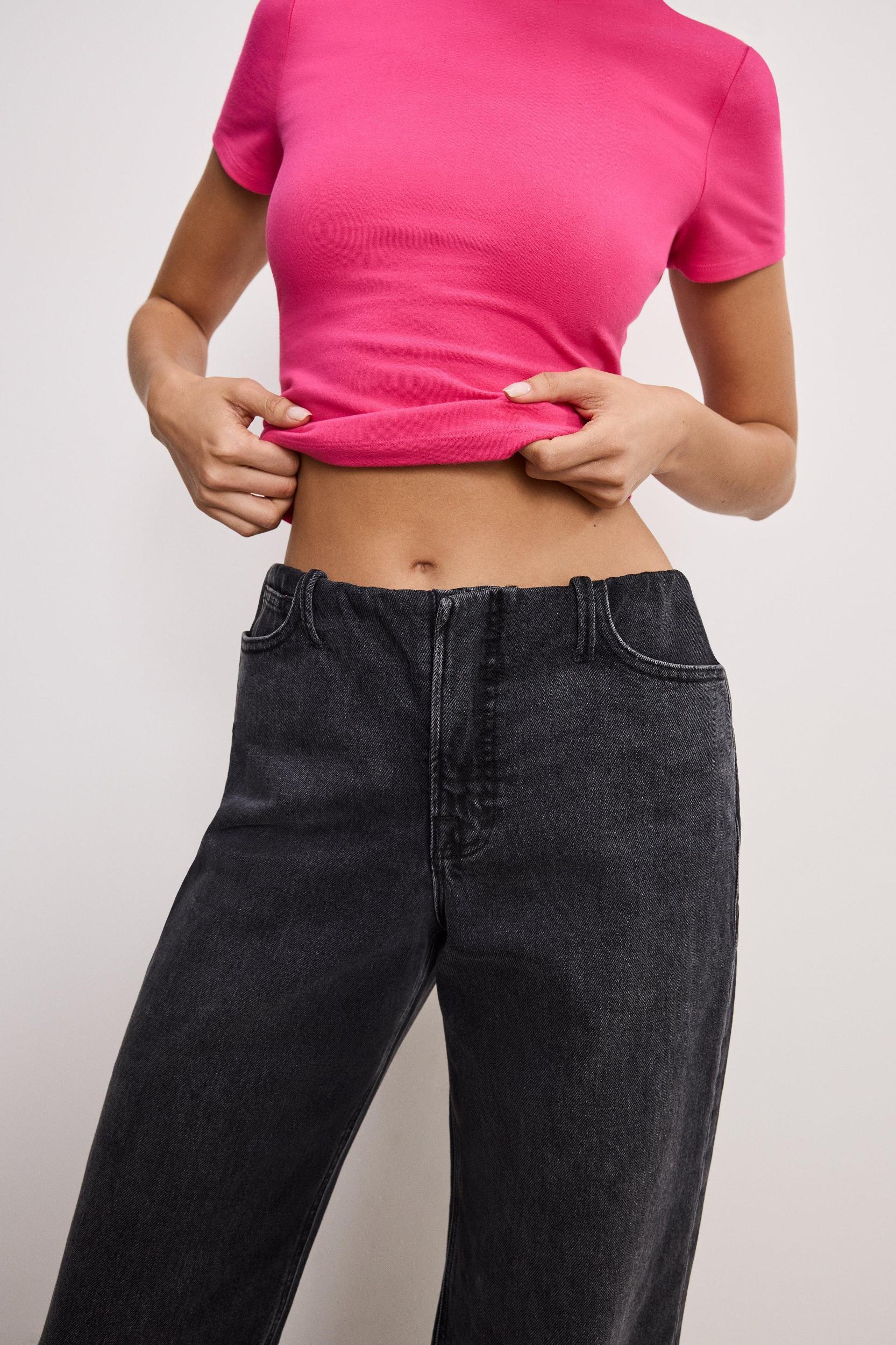 WIDE LEG PULL-ON JEANS | BLACK351 Product Image