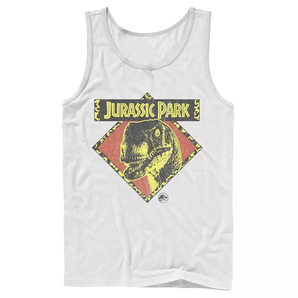 Men's Jurassic Park Distress Raptor Stare Tank Top, Size: Small, Grey Product Image