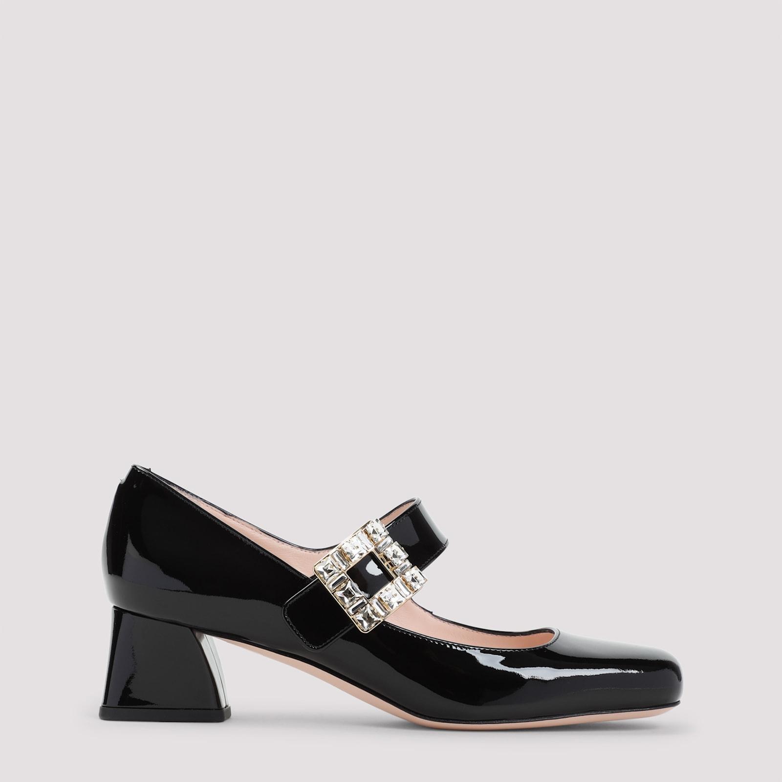 ROGER VIVIER Très Vivier 45 Crystal-embellished Patent-leather Mary Jane Pumps In Black Product Image
