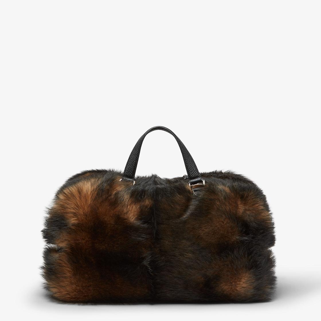 Medium Fendi Siesta Black and brown shearling bag Product Image
