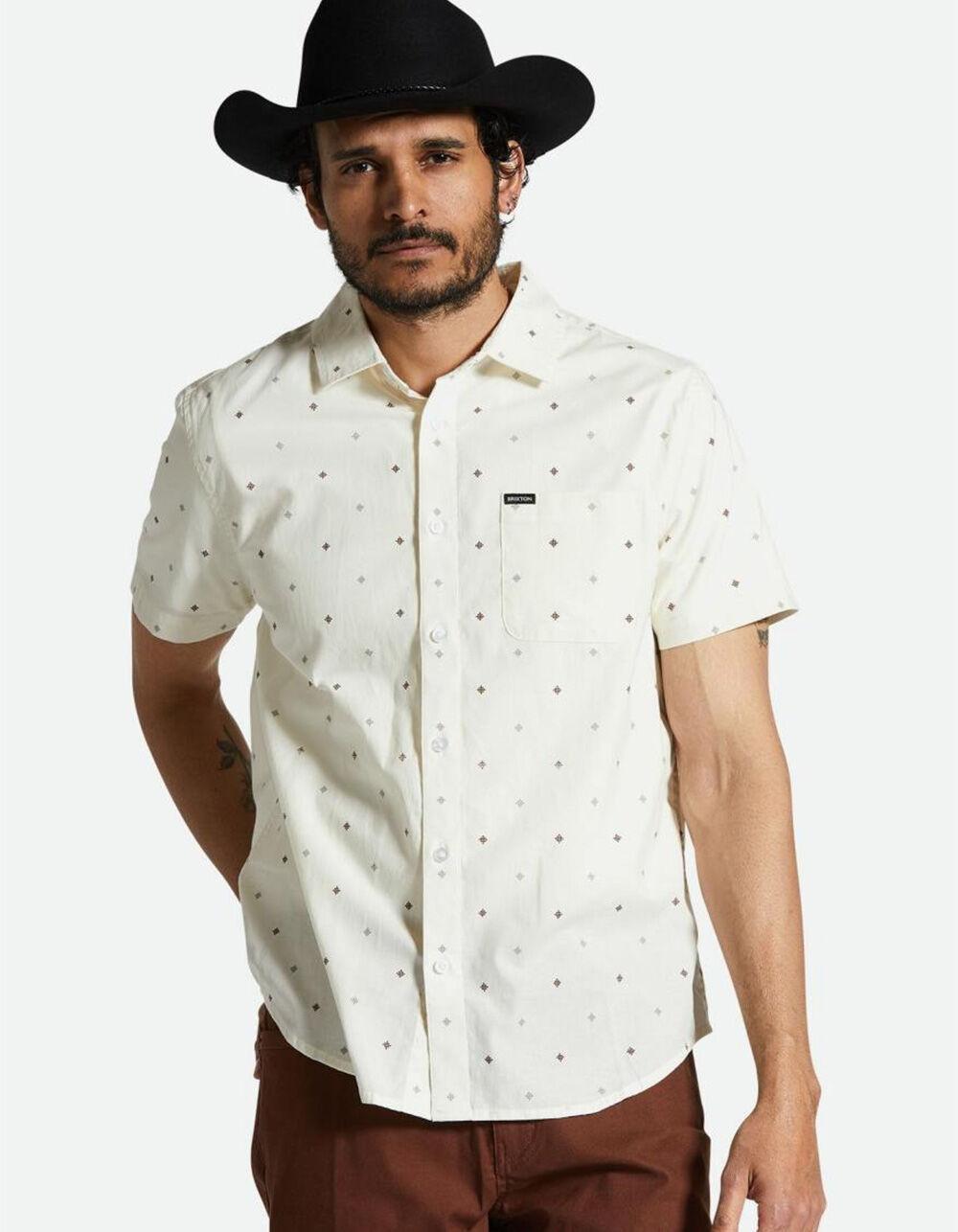 BRIXTON Charter Print Button Up Mens Shirt - Cream Combo Product Image