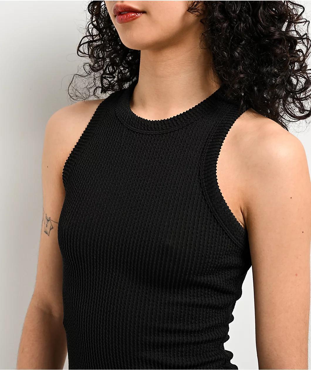 Spicychix Black Ribbed Bodycon Dress Product Image