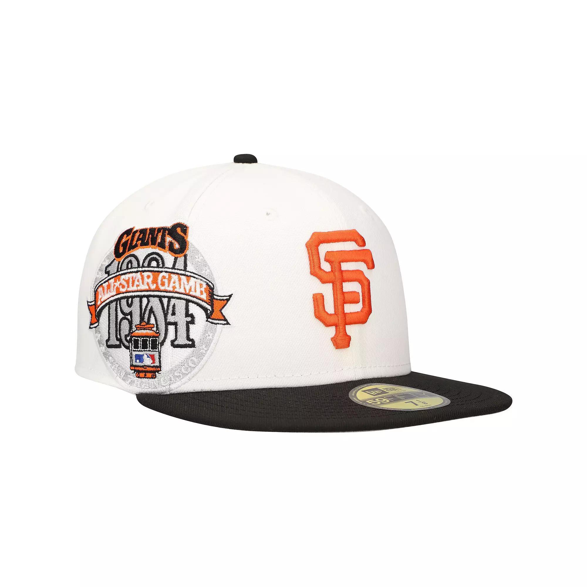 Men's New Era White/Black San Francisco Giants Major Sidepatch 59FIFTY Fitted Hat, Size: 7 Product Image