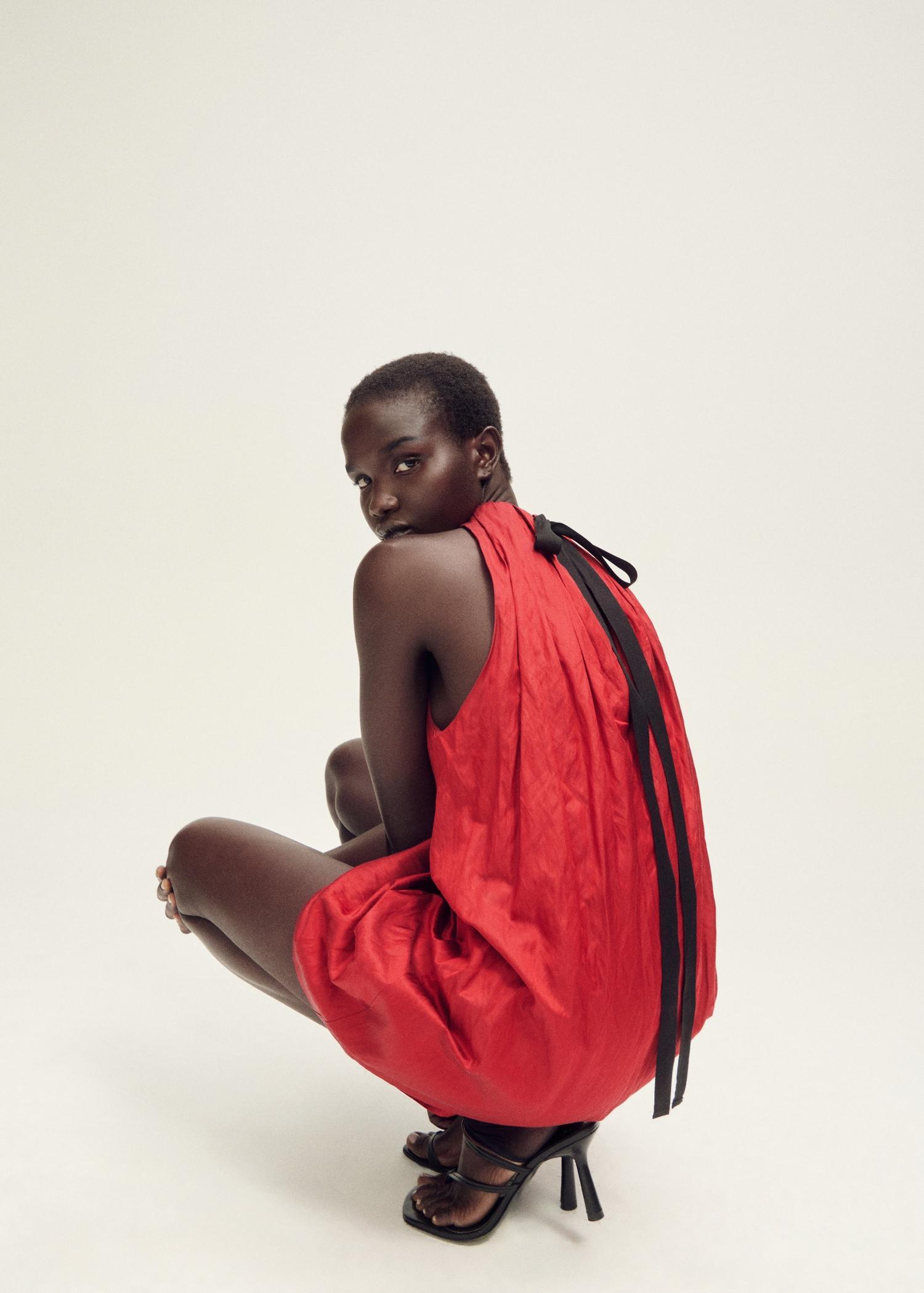 Halter dress with bow detail - Women | MANGO USA Product Image