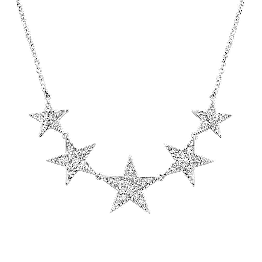 Sterling Silver 1/4 Carat T.W. Diamond Star Necklace, Women's, Size: 18" Product Image