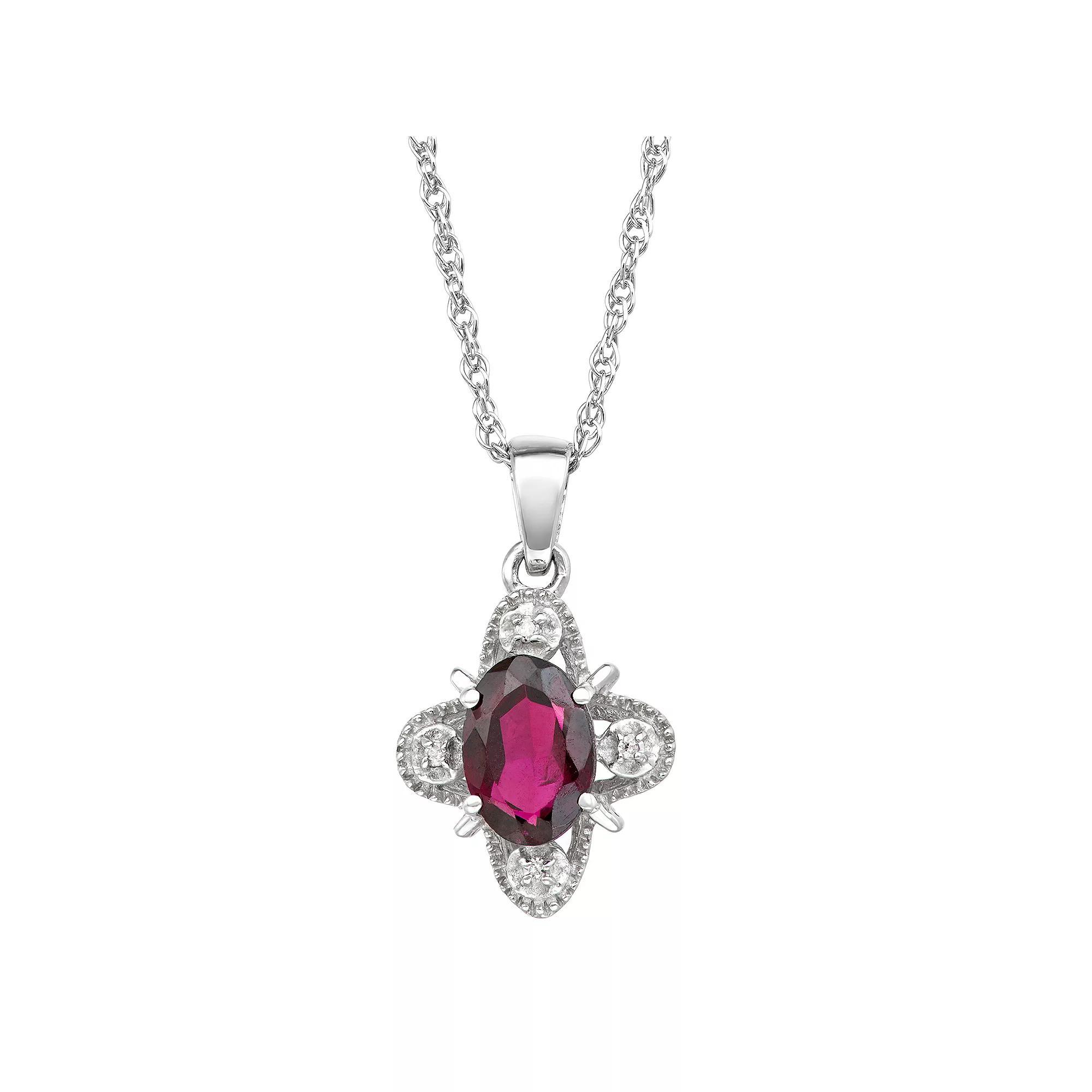 Jewelexcess Sterling Silver 1 Carat T.W. Gemstone & Diamond Accent Pendant Necklace, Women's, Size: 18", Red Product Image