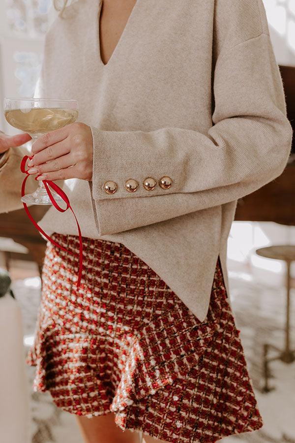 Coffee Shop Cutie Knit Sweater Top in Oatmeal Product Image